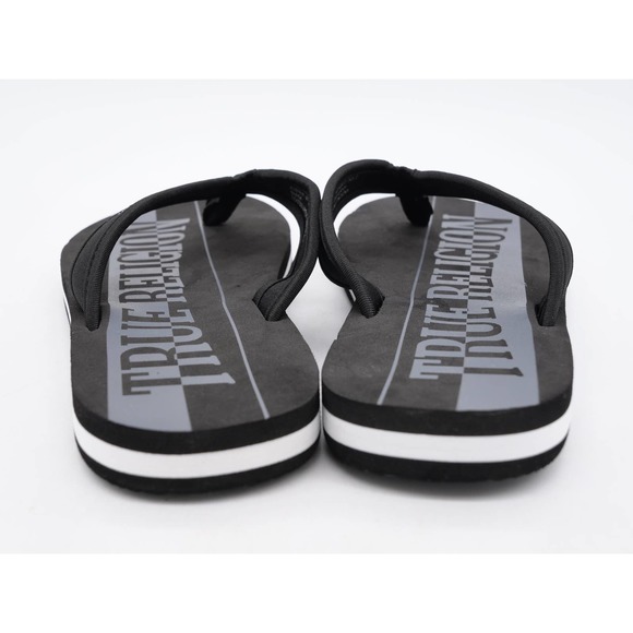 True Religion Sandals Mens 12 Austeen Black & White Thongs Flip Flops Slip On - Picture 7 of 9